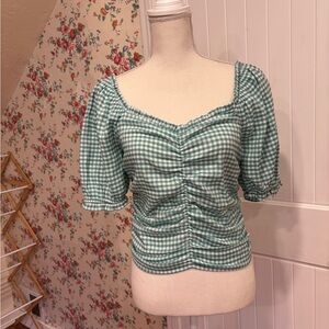 🐮🍀Milkmaid Ruched Back Gingham Women's Top Size M🍀🐮